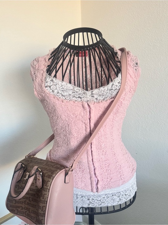 Poetry Tops - Blush Pink Lacy corset style top